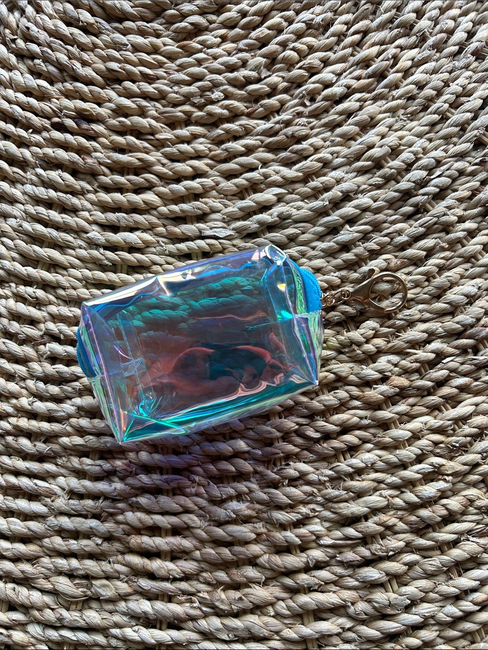 5/$10 Iridescent blue keychain pouch.